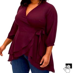 Georgette Wrap Tunic Blouse - Torrid